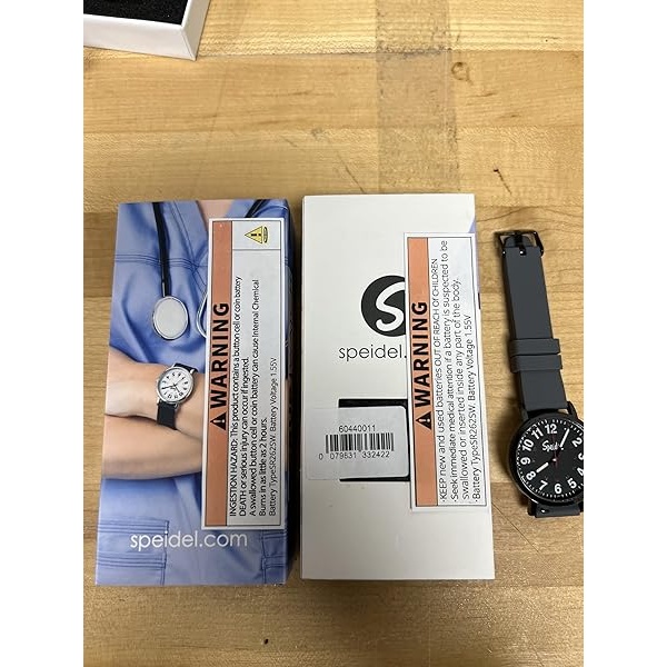 Speidel Original Scrub Reloj – Colores de exfoliación médicos, esfera fácil de leer, segunda mano, resistente al agua, Gris con esfera negra. - Image 9