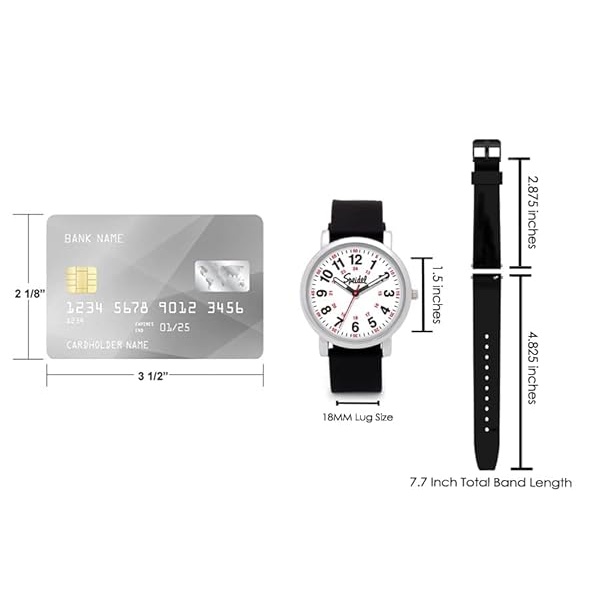 Speidel Original Scrub Reloj – Colores de exfoliación médicos, esfera fácil de leer, segunda mano, resistente al agua, Blanco con funda blanca. - Image 7