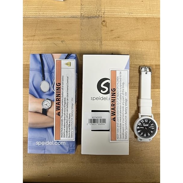 Speidel Original Scrub Reloj – Colores de exfoliación médicos, esfera fácil de leer, segunda mano, resistente al agua, Blanco con funda blanca. - Image 8