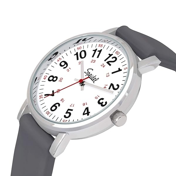 Speidel Original Scrub Watch – colores médicos médicos, esfera fácil de leer, segunda mano, resistente al agua, Gris - Image 3
