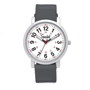 Speidel Original Scrub Watch – colores médicos médicos, esfera fácil de leer, segunda mano, resistente al agua, Gris