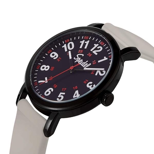 Speidel Original Scrub Watch – colores médicos médicos, esfera fácil de leer, segunda mano, resistente al agua, Gris claro con esfera negra. - Image 3