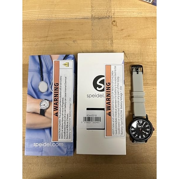 Speidel Original Scrub Watch – colores médicos médicos, esfera fácil de leer, segunda mano, resistente al agua, Gris claro con esfera negra. - Image 8