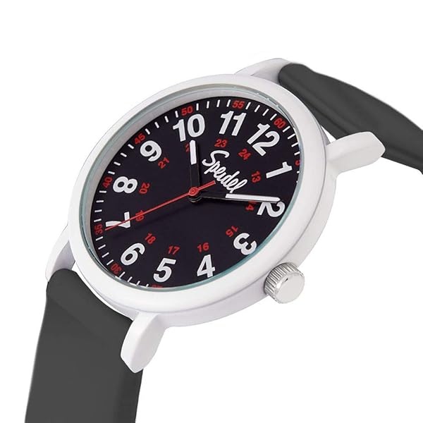 Speidel Original Scrub Watch – colores médicos médicos, esfera fácil de leer, segunda mano, resistente al agua, Gris con funda blanca - Image 3