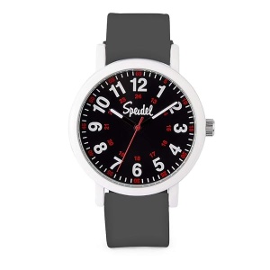 Speidel Original Scrub Watch – colores médicos médicos, esfera fácil de leer, segunda mano, resistente al agua, Gris con funda blanca