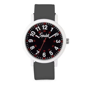 Speidel Original Scrub Watch – colores médicos médicos, esfera fácil de leer, segunda mano, resistente al agua, Gris con funda blanca