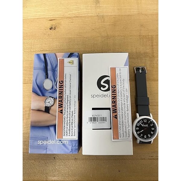 Speidel Original Scrub Watch – colores médicos médicos, esfera fácil de leer, segunda mano, resistente al agua, Gris con funda blanca - Image 8