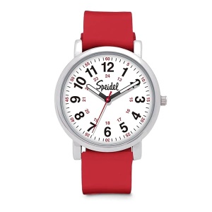 Speidel Original Scrub Watch – colores médicos médicos, esfera fácil de leer, segunda mano, resistente al agua, Rojo