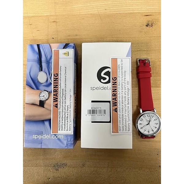 Speidel Original Scrub Watch – colores médicos médicos, esfera fácil de leer, segunda mano, resistente al agua, Rojo - Image 8