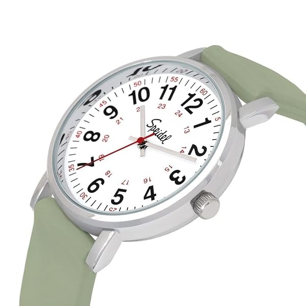 Speidel Original Scrub Watch – colores médicos médicos, esfera fácil de leer, segunda mano, resistente al agua, Verde salvia - Image 3