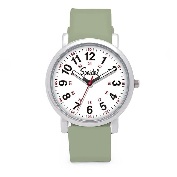 Speidel Original Scrub Watch – colores médicos médicos, esfera fácil de leer, segunda mano, resistente al agua, Verde salvia