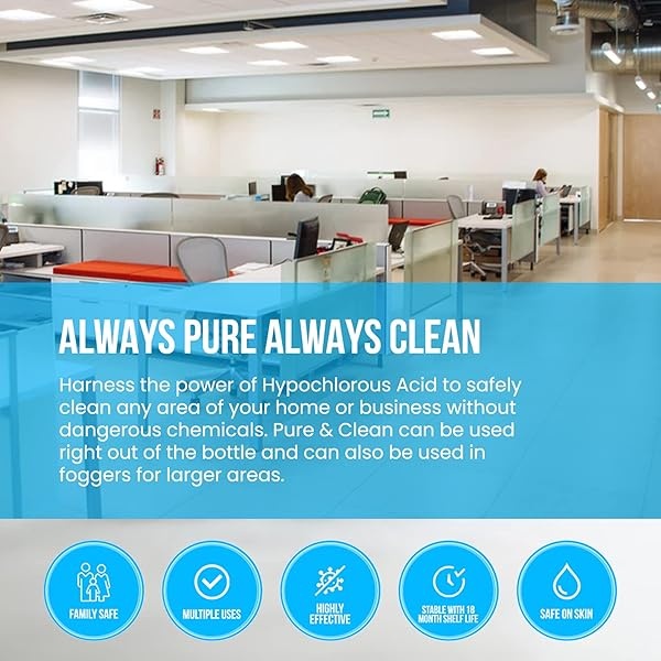Spray y solución de ácido hipocloroso – Limpiador multiusos con agua electrolizada – 525 ppm HOCL Suministros de limpieza de grado hospitalario – Spray hipocloroso seguro – Limpiador de superficies múltiples por Pure & Clean - Image 4
