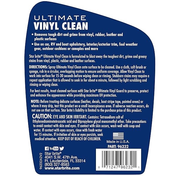 Star brite Ultimate Vinyl Clean (96232) Interior/Exterior Multi-Surface Cleaner - 32 oz Sprayer - Image 3