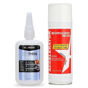 Starbond - Pegamento CA fino súper rápido de 4 onzas y acelerador de aerosol de 6 onzas, pegamento CA fino con activador (para torneado de madera, giro de bolígrafo, pasatiempo, estabilización, acabado, incrustación)