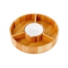Strova - Juego de platos de bambú orgánico de 12 pulgadas con tazón de cerámica para servir, tazón redondo para aperitivos para uso en eventos, salsa, taco chip, guacamole, y bandeja para servir aperitivos
