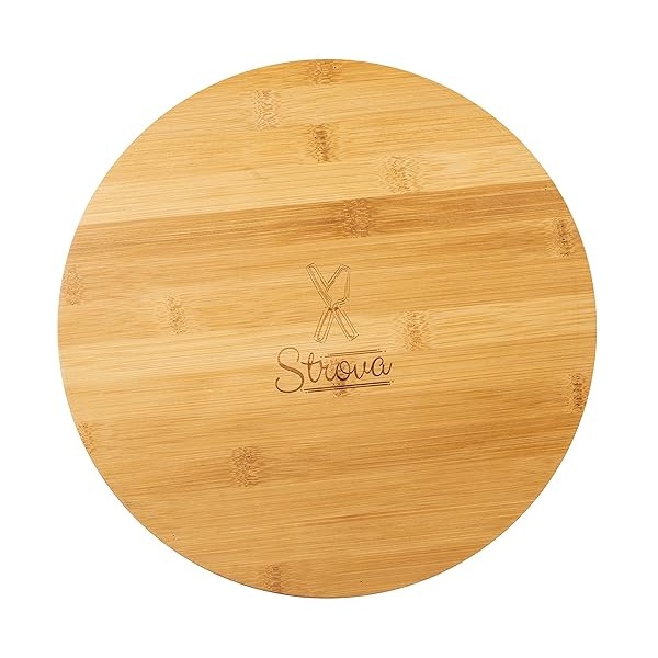 Strova - Juego de platos de bambú orgánico de 12 pulgadas con tazón de cerámica para servir, tazón redondo para aperitivos para uso en eventos, salsa, taco chip, guacamole, y bandeja para servir aperitivos - Image 8