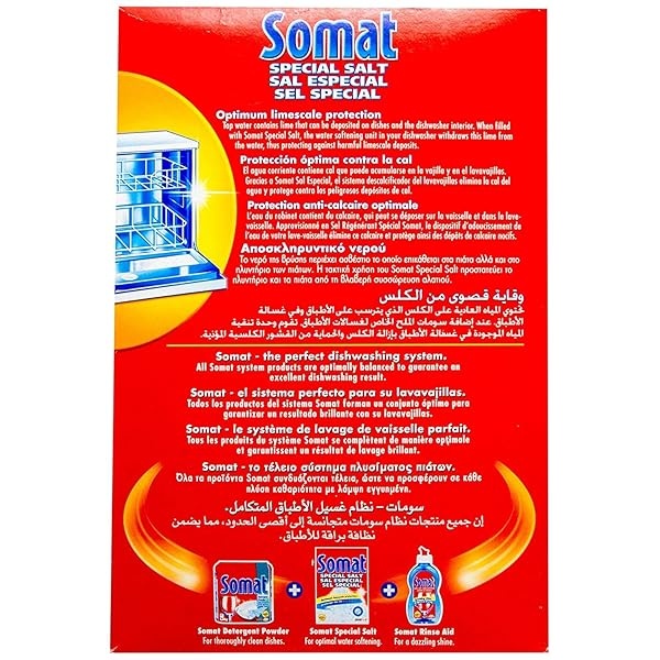 Suavizante de agua salada para lavaplatos Somat, especial sal de grano grueso – Protección de lima, asegura agua suave, antimanchas de agua, prolonga la vida útil del lavaplatos, 1,2 kg, Paquete-de-2, 2.00 - Image 4