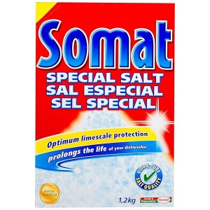 Suavizante de agua salada para lavaplatos Somat, especial sal de grano grueso – Protección de lima, asegura agua suave, antimanchas de agua, prolonga la vida útil del lavaplatos, 1,2 kg, Paquete-de-2, 2.00