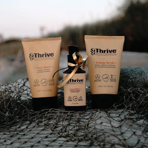 THRIVE Kit de cuidado de la piel natural para hombres y mujeres (3 piezas) – Set de regalo con exfoliante facial natural, loción facial de lavado e hidratante, ingredientes orgánicos y naturales, fabricado en Estados Unidos, vegano y libre de crueldad - Image 7