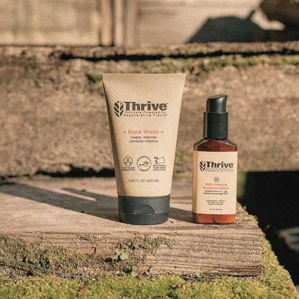 THRIVE - Kit de cuidado de la piel para mujeres y hombres (2 piezas) - Set de regalo con lavado facial natural e hidratante con mineral de zinc no nano SPF 30 - Fabricado en Estados Unidos con ingredientes orgánicos y naturales - Image 3