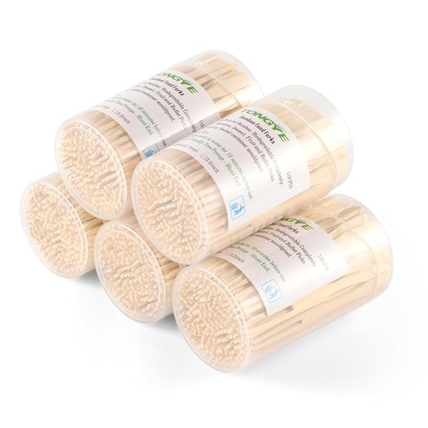 TONGYE - Mini tenedores de bambú de 3.5 pulgadas, tenedores de cóctel para aperitivos, pequeños tenedores de madera para frutas, púas de alimentos desechables para fiestas, accesorios de suministros - Image 8