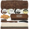 TROCHILINI Kit de brillo de zapatos, juego de 12 piezas con kit de pulidor de zapatos de piel, aceite de visón, cepillos y más para un cuidado suave y limpieza, Marrón, M