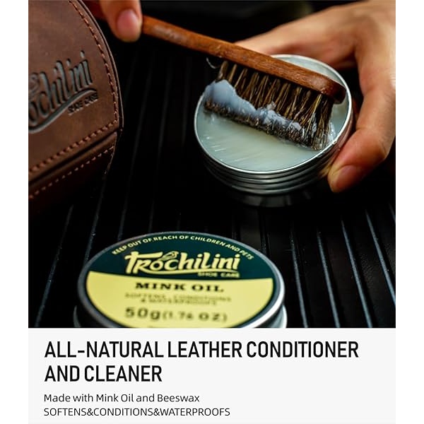 TROCHILINI Kit de brillo de zapatos, juego de 12 piezas con kit de pulidor de zapatos de piel, aceite de visón, cepillos y más para un cuidado suave y limpieza, Marrón, M - Image 6
