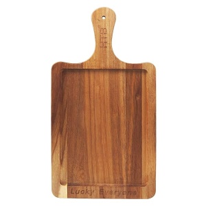 Tabla de cortar de bambú con asas de acero inoxidable, Acacia Wood 16.5" x 8.7", 1
