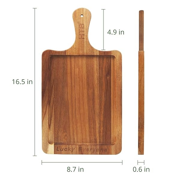 Tabla de cortar de bambú con asas de acero inoxidable, Acacia Wood 16.5" x 8.7", 1 - Image 8