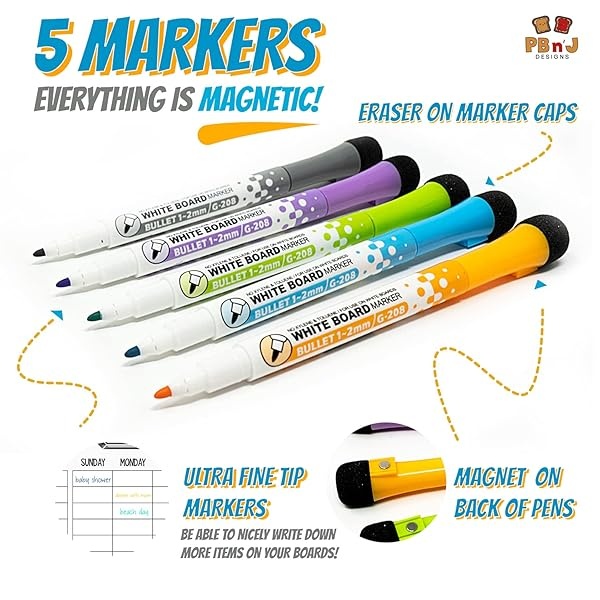 Tabla de tareas magnética para varios niños, 30 x 43 cm, borrado en seco que se limpia y limpia – Tabla de responsabilidades – Tabla de tareas para adolescentes con 5 marcadores, fácil de usar para nevera que los niños aman - Image 8
