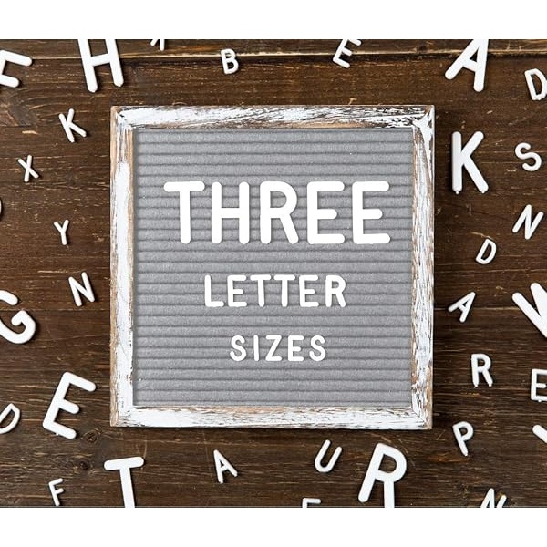 Tablero de letras de 10 x 10 pulgadas, gris rústico, +690 letras precortadas + soporte + bandeja de clasificación de madera mejorada, tablero de letras de fieltro con palabras cursivas, tableros de letras, tablero de palabras, tablero de mensajes, letrero intercambiable - Image 4