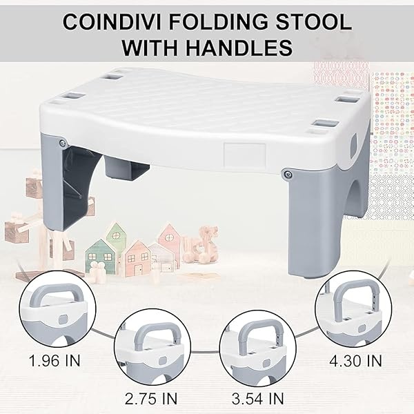 Taburete plegable para niños con asa, taburete de plástico Coindivi antideslizante para lavabo, inodoro, cocina - Image 8