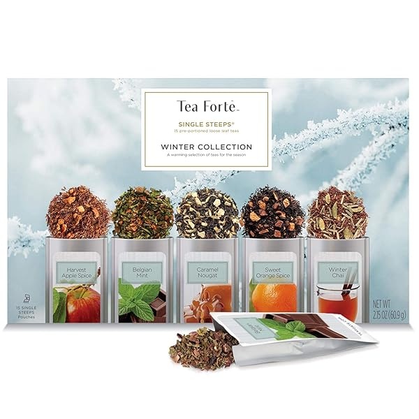 Tea Forte Muestra de té de hojas sueltas de Single Steeps, caja de té variada, 15 bolsas de una sola porción (colección de invierno) - Image 4