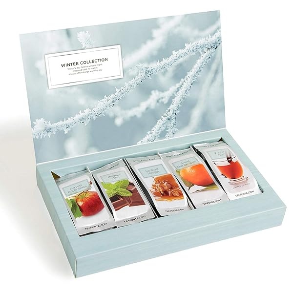 Tea Forte Muestra de té de hojas sueltas de Single Steeps, caja de té variada, 15 bolsas de una sola porción (colección de invierno)