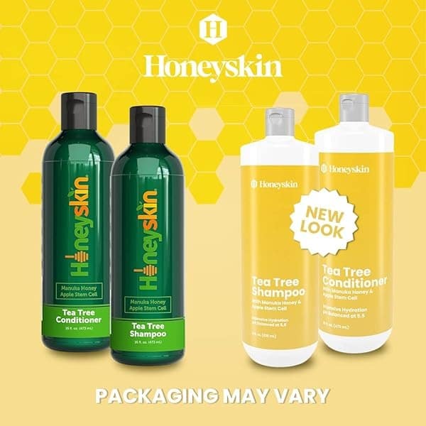 Tea Tree Stem Cell Shampoo & Conditioner Set - with Manuka Honey and Coconut Oil - Dandruff & Hair Loss Treatment - Soothes Itchy Scalp & Hair Thickening - Paraben & Sulfate Free - Made in USA (8oz) - Image 3