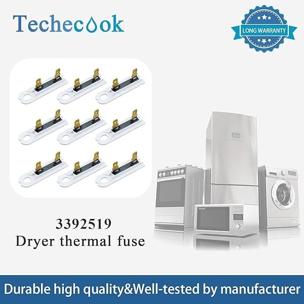 Techecook 3392519 Dryer Thermal Fuse - Replacement for Whirl-pool Dryers - Compatible with Part 3388651 WP3392519VP 694511 Thermal Fuse (9 Pack) - Image 8