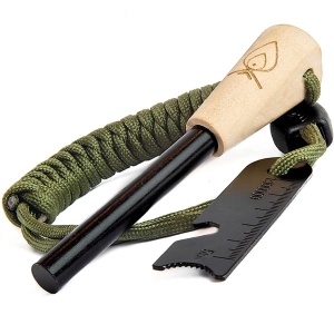 Texas Bushcraft Fire Starter – Varilla de ferro de 0,95 cm de grosor con cordón para muñeca de paracaídas – Impermeable Flint Fire Steel Encendedor de supervivencia para tu equipo de camping, senderismo y mochila