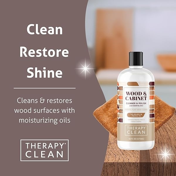 Therapy Kit de limpiador y pulido de madera con paño de microfibra grande, 16 fl oz, mejor utilizado como muebles, limpiador de mesa de madera, restaurador de gabinetes, acondicionador, spray de pulido - Image 3