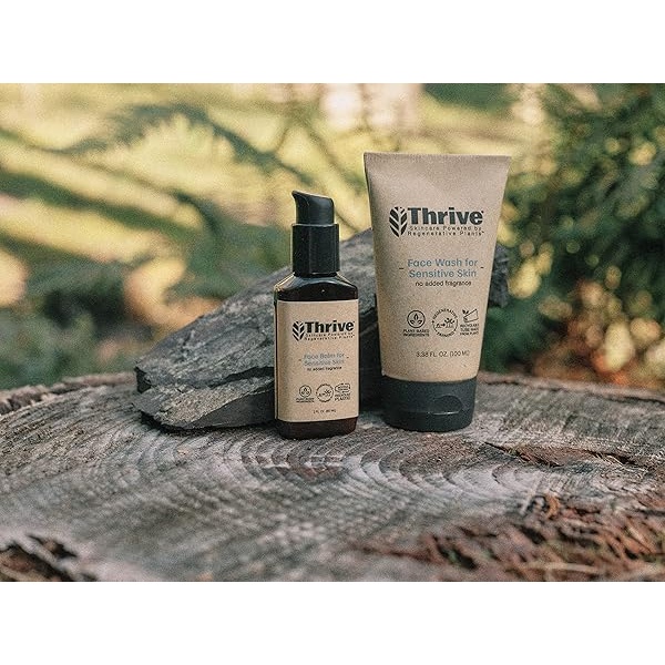 Thrive Skin Restoring Kit - 2 Piece Men Grooming Gift Set with Unscented Natural Face Wash and Face Lotion; Gift for Men Made with Organic & Natural Ingredients Specially Formulated for Sensitive Skin - Image 5