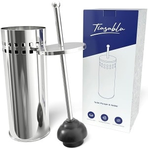 Tiasablu émbolo con soporte oculto – resistente, sin salpicaduras, mango largo – discreto émbolo para baño