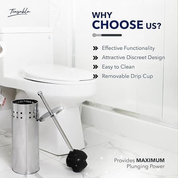 Tiasablu émbolo con soporte oculto – resistente, sin salpicaduras, mango largo – discreto émbolo para baño - Image 5
