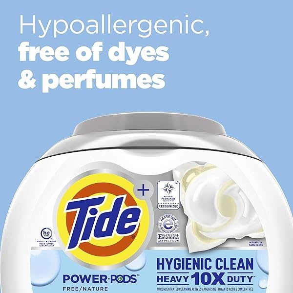 Tide Hygienic Clean - Detergente para ropa con 10 unidades de cápsulas, 25 unidades, sin perfume, para suciedad visible e invisible - Image 4