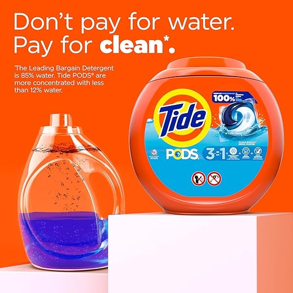 Tide PODS Laundry Detergent Soap Pacs, HE Compatible, 112 ct, Powerful 3-in-1 Clean, Clean Breeze - Image 5