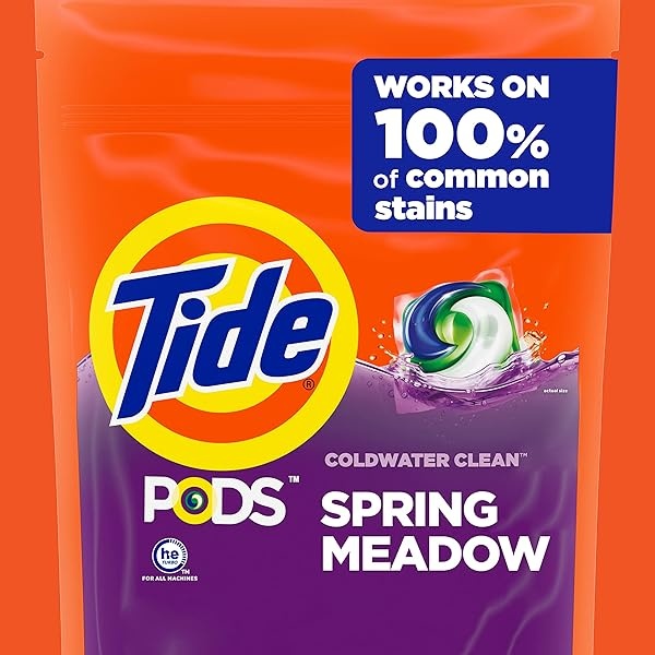 Tide PODS Laundry Detergent Soap Pacs, HE Compatible, 31 ct, Powerful 3-in-1 Clean, Spring Meadow - Image 4