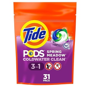 Tide PODS Laundry Detergent Soap Pacs, HE Compatible, 31 ct, Powerful 3-in-1 Clean, Spring Meadow