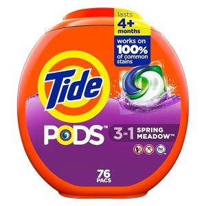Tide PODS Liquid Laundry Detergent Soap Pacs, HE Compatible, Powerful 3-in-1 Clean in one Step, Spring Meadow Scent, 76 Count