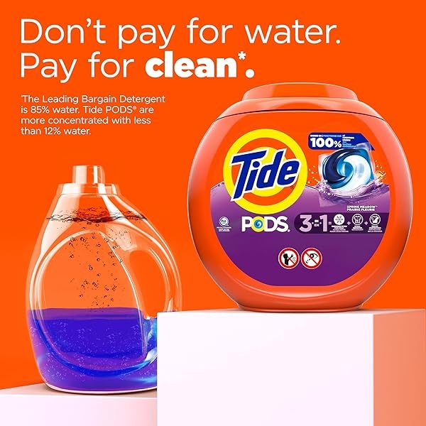 Tide PODS Liquid Laundry Detergent Soap Pacs, HE Compatible, Powerful 3-in-1 Clean in one Step, Spring Meadow Scent, 76 Count - Image 5