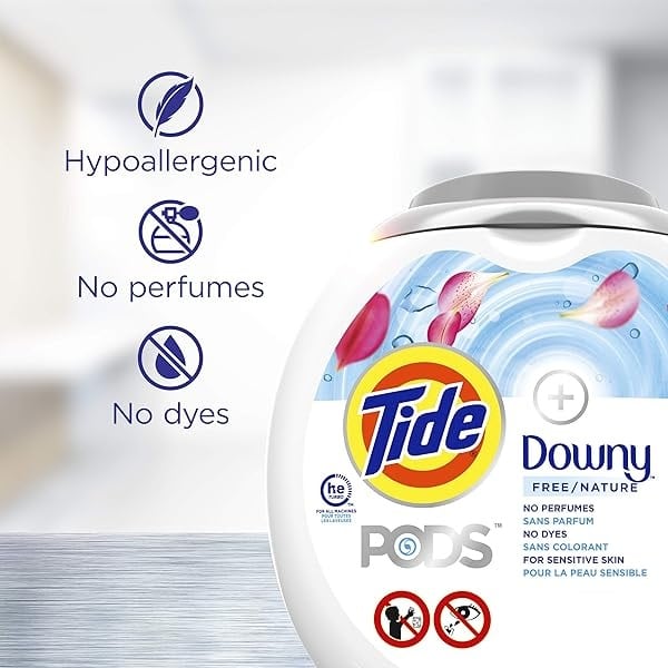 Tide Pods + downy Free, detergente líquido para lavandería, 61 unidades - Image 8