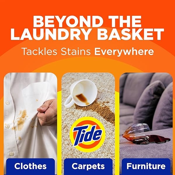 Tide Quitamanchas para la ropa con oxi, ropa de rescate, tapicería, alfombras y más de Tough Stains (21.5 onzas líquidas, paquete de 2) - Image 4