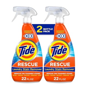 Tide Quitamanchas para la ropa con oxi, ropa de rescate, tapicería, alfombras y más de Tough Stains (21.5 onzas líquidas, paquete de 2)